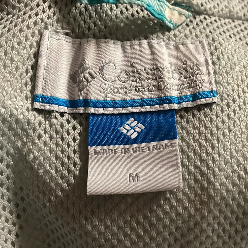 Columbia Teal and White Gingham Hooded Raincoat - Picture 9 of 9